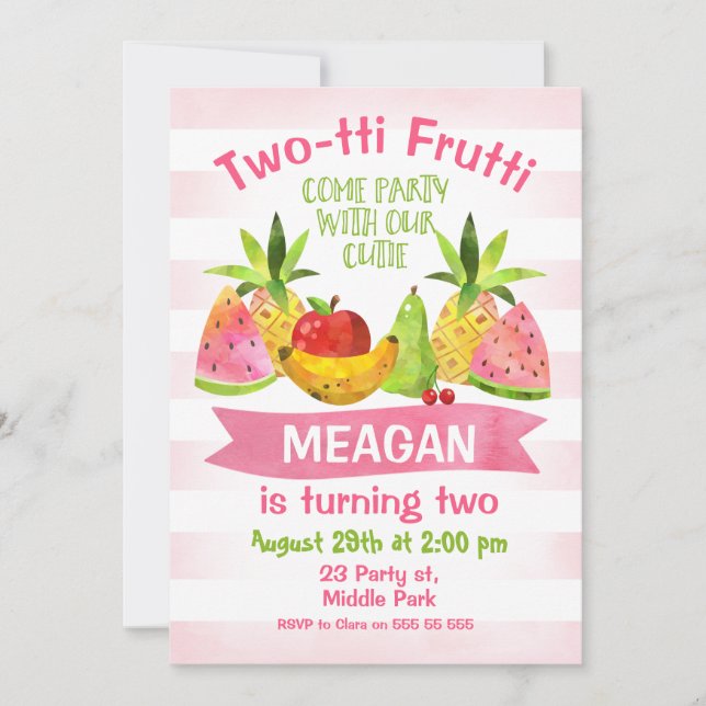 Twotti Frutti 2e Invitation d'anniversaire (Devant)