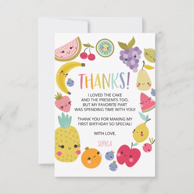 Twotti Frutti Carte de remerciements d'anniversair (Devant)