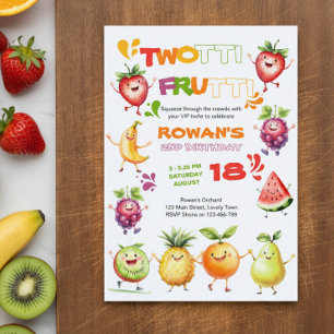 Twotti Frutti Farbiger Fruchtiger Spaß 2. Geburtst Einladung