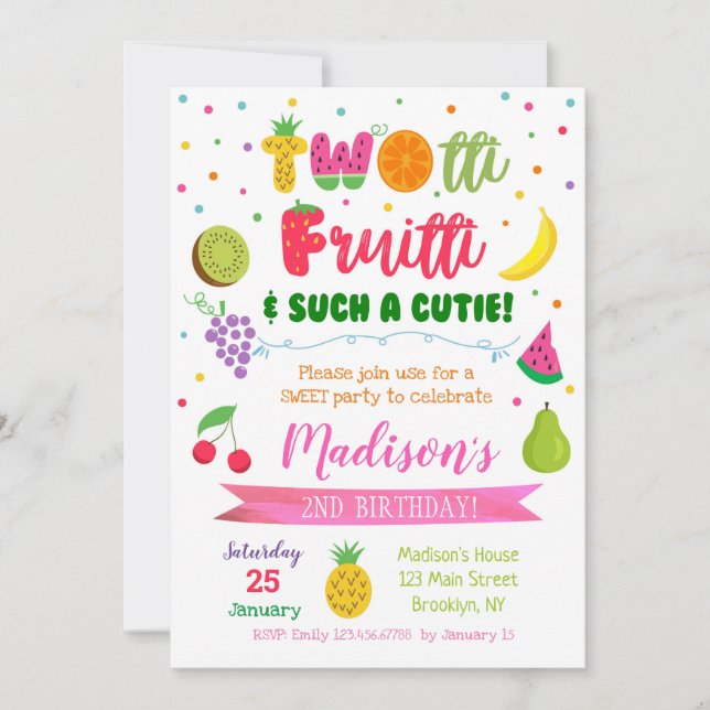 TWOtti Frutti Fruits Anniversaire Invitations (Devant)