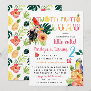 Twotti Frutti Luau Invitation de fête d'anniversai