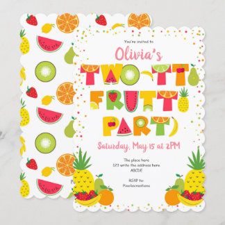 Twotti Frutti, Sommer, Mädchen, 2. Geburtstag Einladung