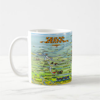 TX Hill Country Cartoon Karte Kaffee Tasse