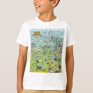 TX Hill Country Cartoon Karte T-Shirt