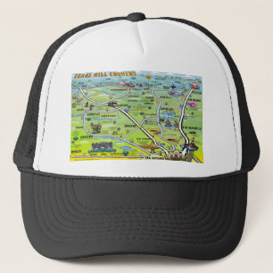 TX Hill Country Cartoon Karte Truckerkappe