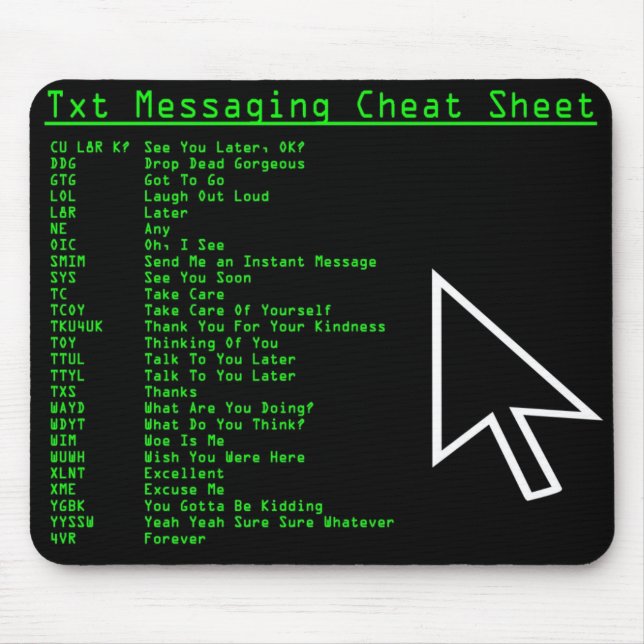 Txt Mitteilungs-Spickzettel Mousepad (Vorne)