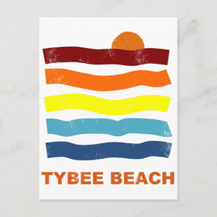 tybee beach ocean sunset summer vacvun postkarte