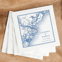 Tybee Island Georgia Karte Elegant Navy Hochzeit Serviette