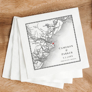 Tybee Island Georgia Karte Elegant Wedding Serviette