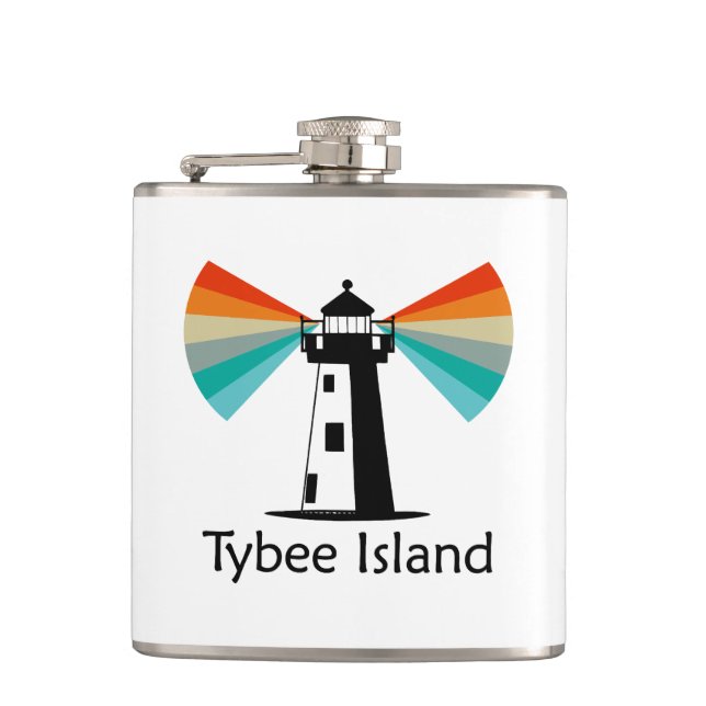Tybee Island Georgia Lighthouse Rainbow Flachmann (Vorderseite)