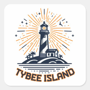 Tybee Island Georgia Lighthouse Sunrise Quadratischer Aufkleber