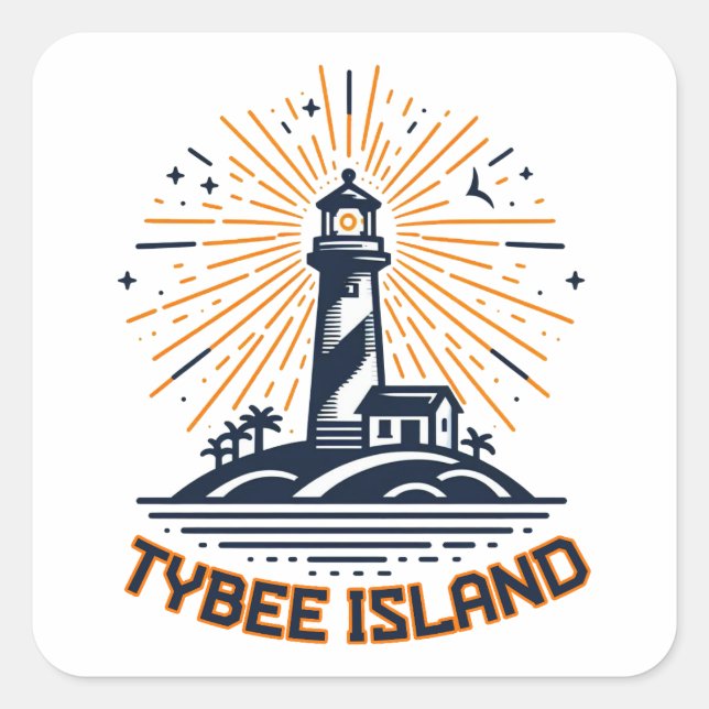 Tybee Island Georgia Lighthouse Sunrise Quadratischer Aufkleber (Vorderseite)