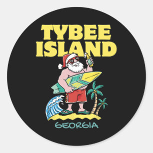 Tybee Island Georgia Weihnachtssurfen Runder Aufkleber