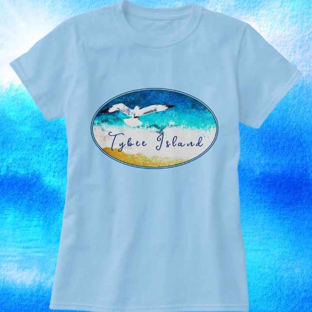 Tybee Island Géorgie Soaring Seagull Beach T-Shirt (Créateur téléchargé)