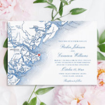 Tybee Island Karte Navy Blau Hochzeit