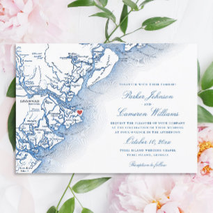 Tybee Island Karte Navy Blau Hochzeit