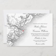 Tybee Island Karte Schwarz-Weiß-Hochzeit