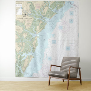 Tybee Island to Doboy Sound Nautical Chart 11509 Wandteppich