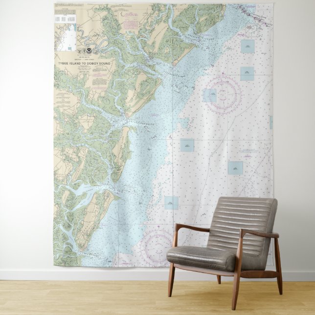 Tybee Island to Doboy Sound Nautical Chart 11509 Wandteppich (Beispiel)