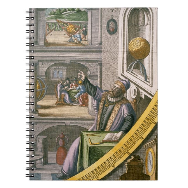 Tycho Brahe (1546-1601) alterte 40, unter seinem Notizblock (Vorderseite)