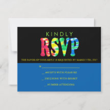TYE DYE Bar Mitzvah Einladung Antwort Karte