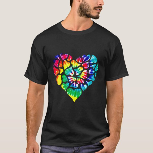 Tye Dye Heart Candy Paare Romantic Valentines Da T-Shirt (Vorderseite)
