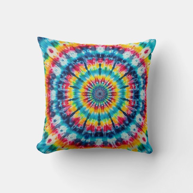Tye-Dye psychedelisches Quadrat Wohnzimmer oder Sc Kissen (Vorderseite)