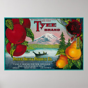 Tyee Birnen-Kiste LabelWA ODER und CA Poster