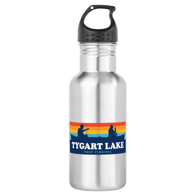 Tygart Lake West Virginia Canoe Edelstahlflasche (Vorderseite)