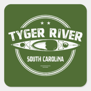 Tyger River, South Carolina Quadratischer Aufkleber