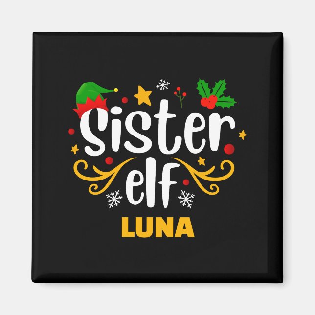 Tygraphy Sister Elf Fun Family Matching  Magnet (Vorne)