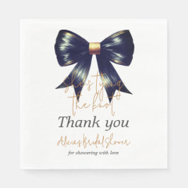 Tying Knot Coquette Gold Black Bow Brautparty Serviette