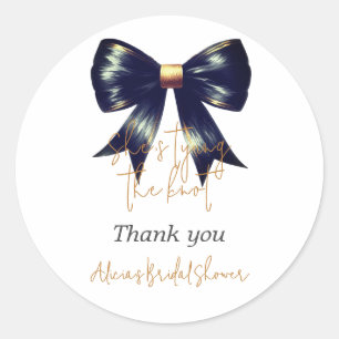 Tying Knot Gold Schwarz Bow Brautparty Willkommen Runder Aufkleber