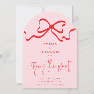 Tying the Knot Red Bow Photo Enregistrer la carte 