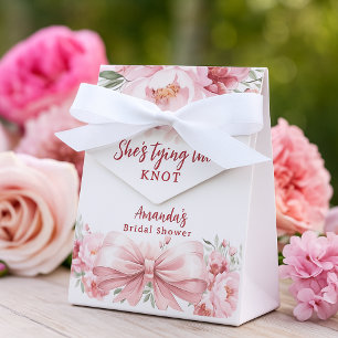 Tying the knot rosa Blumen Schleife Brautparty Geschenkschachtel