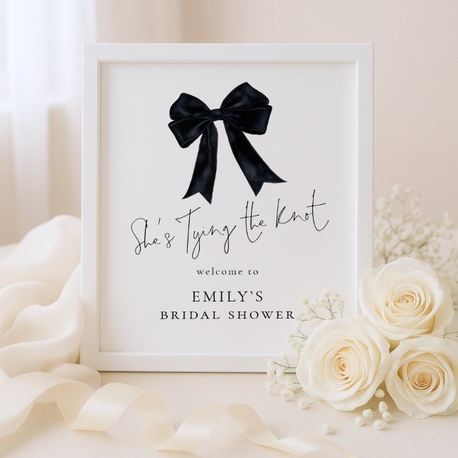 Tying The Knot Welcome Black Bow Bridal Shower Poster (Von Creator hochgeladen)