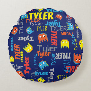 Tyler Namepixelspiel-Blaugraphik Rundes Kissen