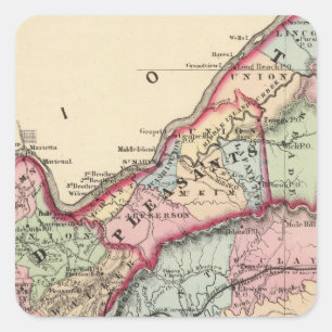 Tyler, Ritchie, Pleasants, Holz, Wirt Landkreise Quadratischer Aufkleber