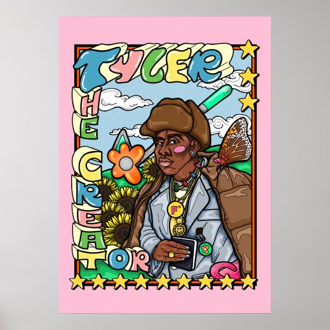Tyler The Creator Funky Portrait Poster (Vorne)