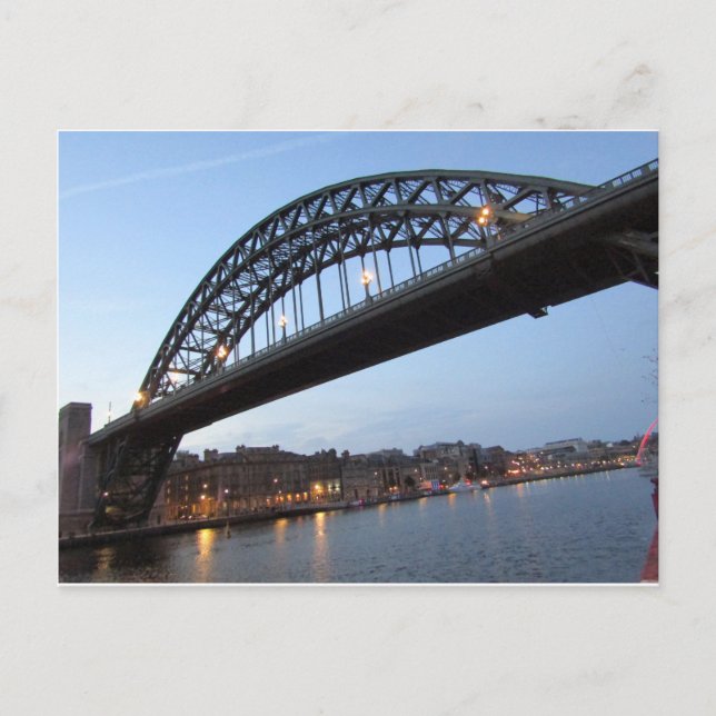 Tyne Bridge Abend Lights Postkarte (Vorderseite)
