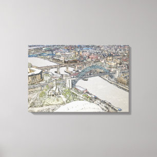 Tyne Bridge Newcastle Skyline Skizze Kunst Leinwanddruck