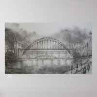 Tyne Bridge von Quayside Newcastle Print