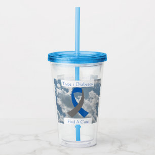 Typ 1 Diabetes-Akryllische Cup mit Lid und Stroh Acryltrinkbecher