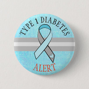 Typ 1 Diabetes Alert Blue Graue Taste Button