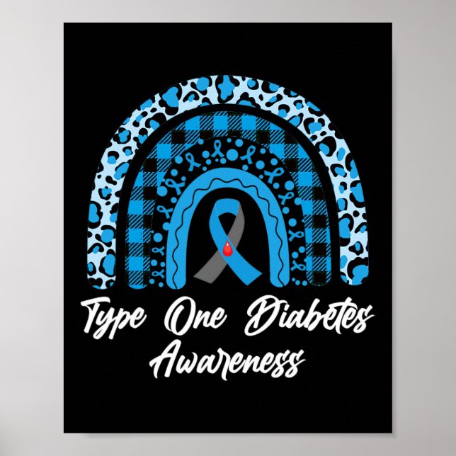 Typ 1 Diabetes Awareness Rainbow Month Leopard Ri Poster (Vorne)