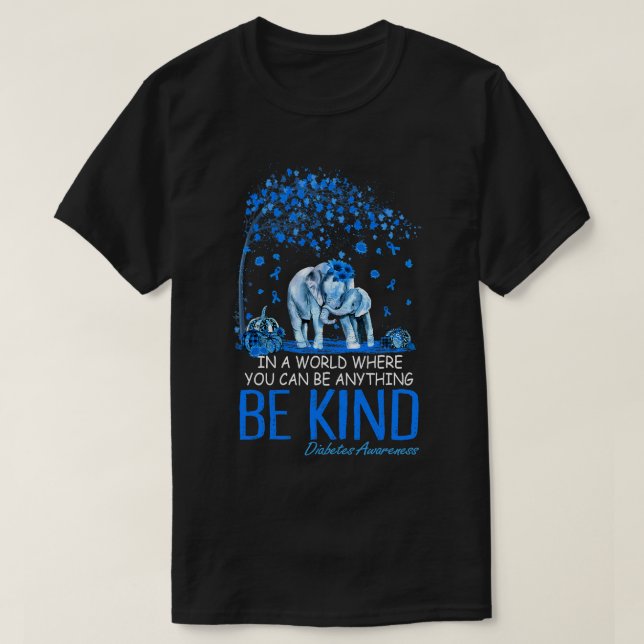 Typ 1 Diabetes Awareness sein Kind blauer Elefant T-Shirt (Design vorne)