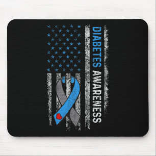 Typ 1 Diabetes-Bewusstsein Amerikaner Flaggen Blue Mousepad