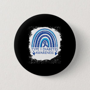 Typ 1 Diabetes Bewusstsein gebleicht Rainbow Blue Button