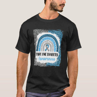 Typ 1 Diabetes Bewusstsein gebleicht Rainbow Leopa T-Shirt