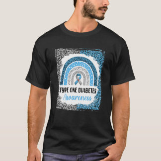 Typ 1 Diabetes Bewusstsein gebleicht Rainbow Leopa T-Shirt